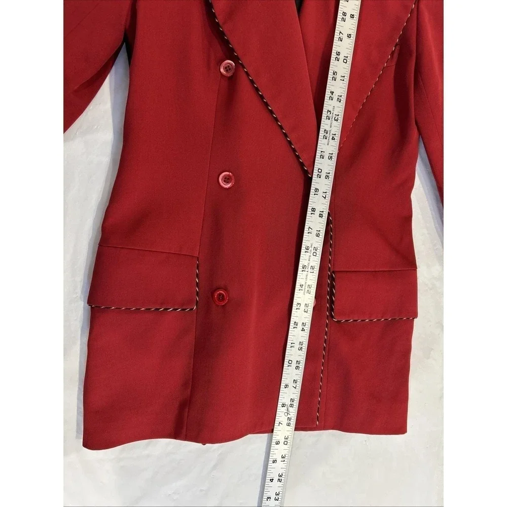 Vtg Myrene de Premonvile Womens Jacket Blazer 38 Red Black Wool‎ 80s Maximalist